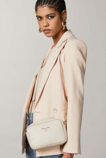 Borsa con tracolla in pelle, Beige, Patrizia Pepe