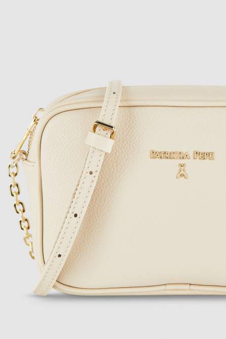 Borsa con tracolla in pelle, Beige, Patrizia Pepe