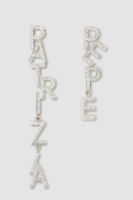 Brass and crystal earrings, Silver, Patrizia Pepe