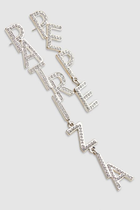 Brass and crystal earrings, Silver, Patrizia Pepe