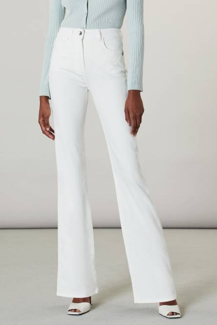 Fly embroidery jeggings, White, Denim