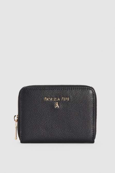 “ESSENTIAL” Medium Zip-Around Purse, Black, Patrizia Pepe