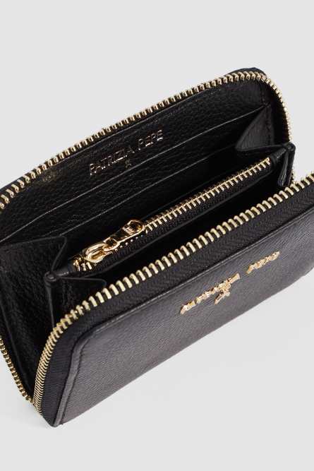 “ESSENTIAL” Medium Zip-Around Purse, Black, Patrizia Pepe