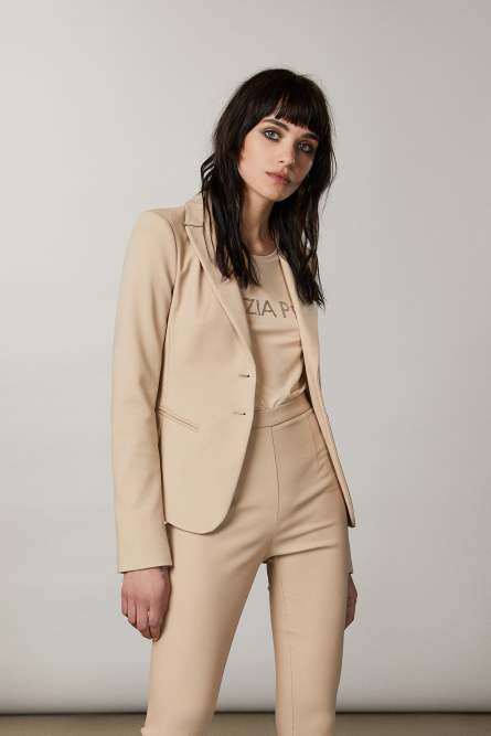 2-button slim jacket, Beige, Patrizia Pepe