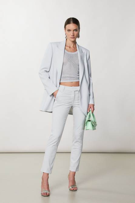 Cotton satin chino pants, Grey, Patrizia Pepe
