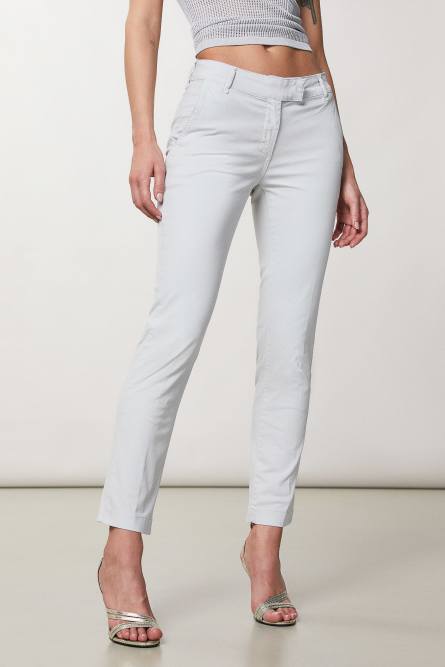 Cotton satin chino pants, Grey, Patrizia Pepe