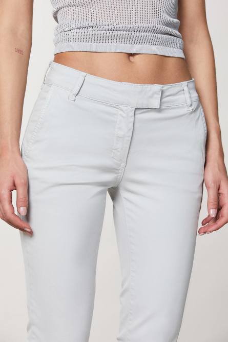 Cotton satin chino pants, Grey, Patrizia Pepe
