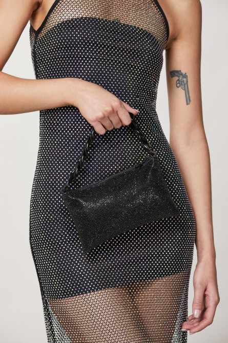 Pochette Maxicadena Strass, Negro
