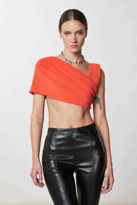 Crepe jersey scarf, Orange, Patrizia Pepe