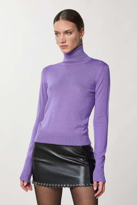 Rollkragenpullover aus Wolle, Violett, Patrizia Pepe