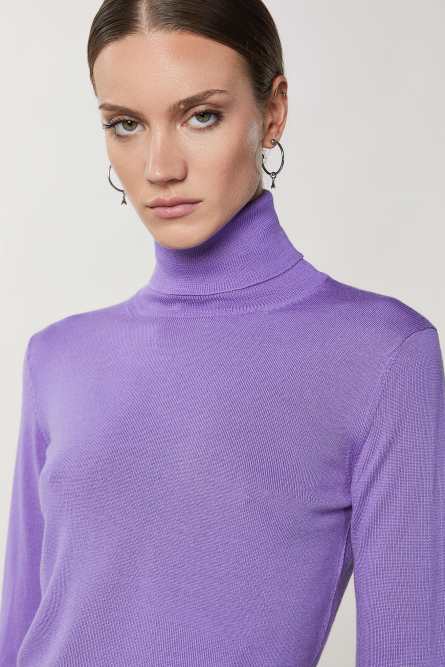 Rollkragenpullover aus Wolle, Violett, Patrizia Pepe