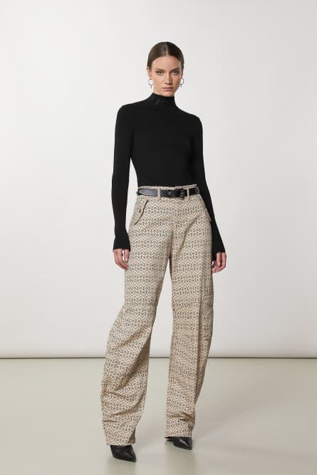 Turtleneck with logo, Black, Patrizia Pepe