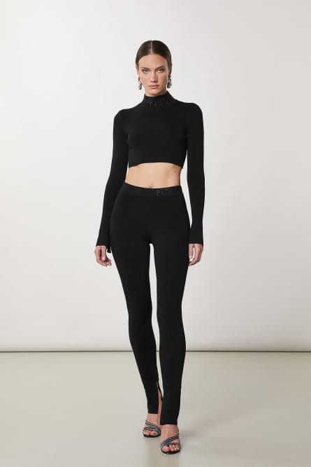 Cropped turtleneck, Black, Patrizia Pepe