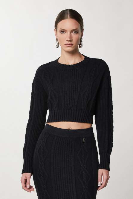 Cropped-Pullover, Schwarz, Patrizia Pepe