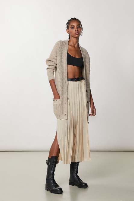 Langer Faltenrock, Beige, Patrizia Pepe