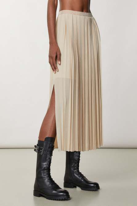 Langer Faltenrock, Beige, Patrizia Pepe