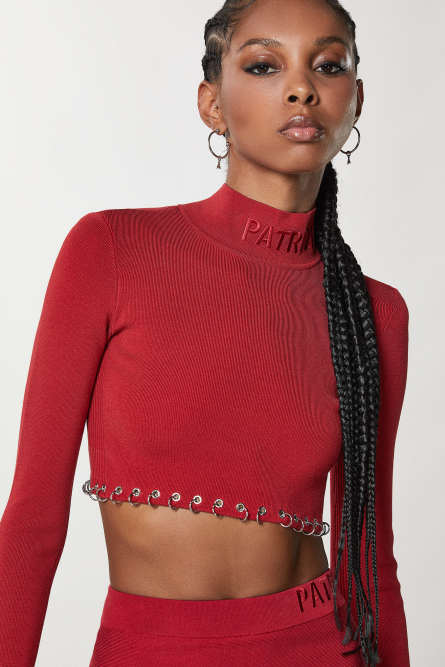 Red piercing cropped sweater | Patrizia Pepe