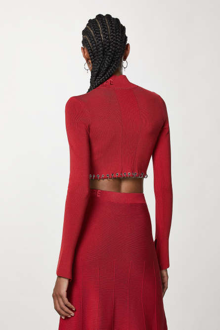 Piercing cropped sweater, Red, Patrizia Pepe