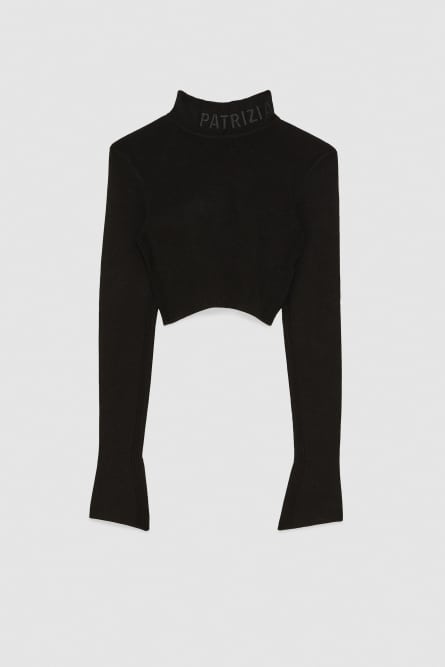 Cropped turtleneck, Black, Patrizia Pepe