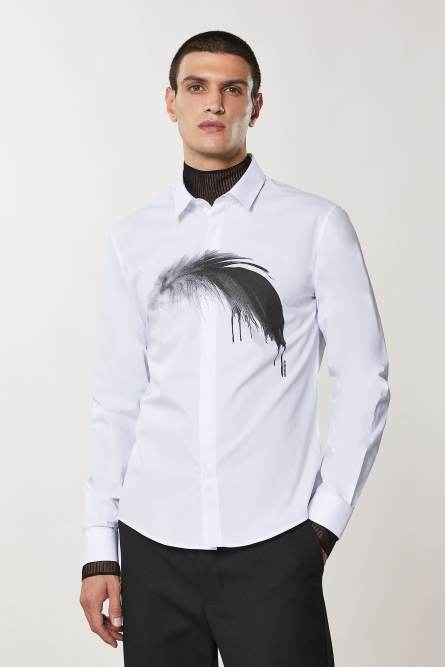 Baumwollhemd mit Print, Weiß, Patrizia Pepe