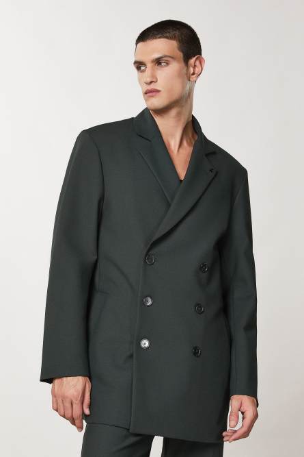 Cappotto doppio petto foderato, Verde, Patrizia Pepe