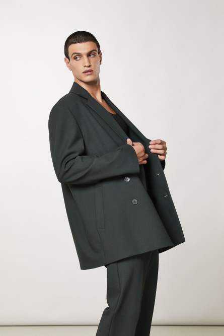 Cappotto doppio petto foderato, Verde, Patrizia Pepe