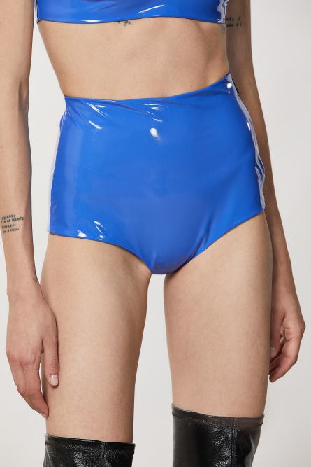 Vinyl culotte shorts, Blue, Patrizia Pepe