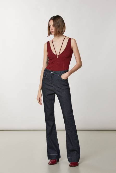 Top de viscosa sin mangas, Rojo