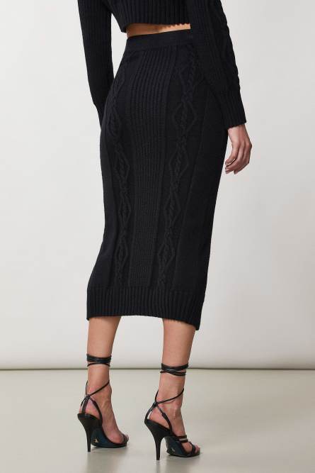 Jupe avec fente, Noir, Patrizia Pepe