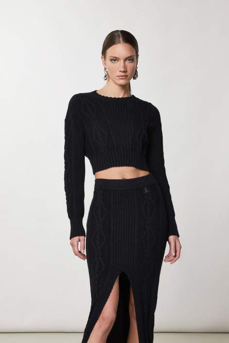 Cropped-Pullover, Schwarz, Patrizia Pepe