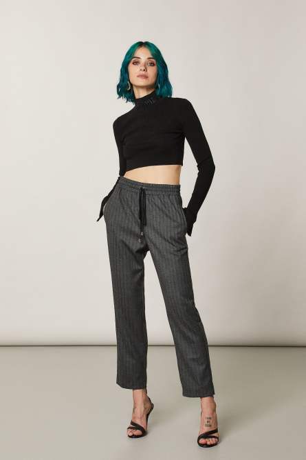 Viscose ankle pants, Black, Grey, Patrizia Pepe
