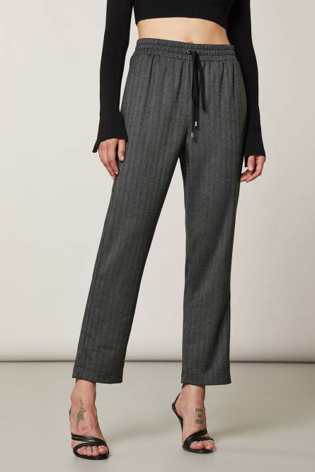 Viscose ankle pants, Black, Grey, Patrizia Pepe