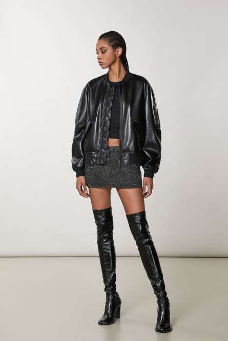 Wattierte Bomberjacke, Schwarz, Patrizia Pepe