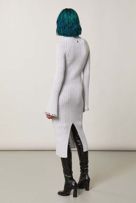 Geripptes Kleid mit Cut-out, Wei&szlig;, Patrizia Pepe