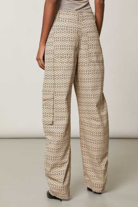 Monogram print cargo pants, Beige, Patrizia Pepe