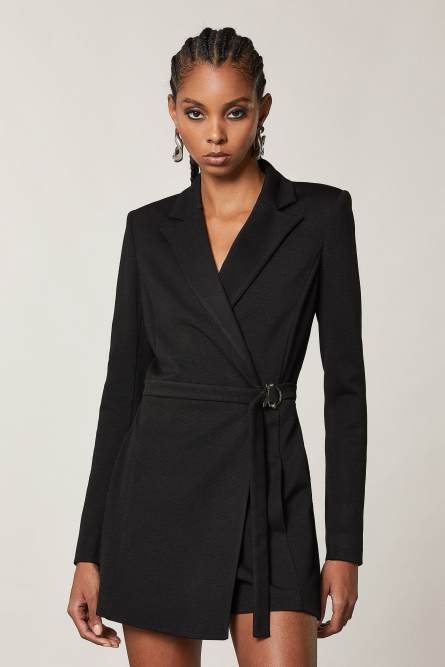 Essential asymmetrical short jumpsuit, Black, Patrizia Pepe