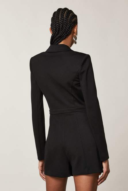 Essential asymmetrical short jumpsuit, Black, Patrizia Pepe