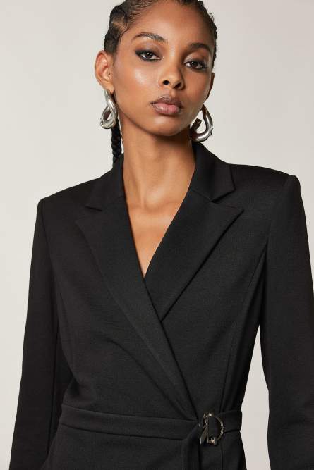 Essential asymmetrical short jumpsuit, Black, Patrizia Pepe