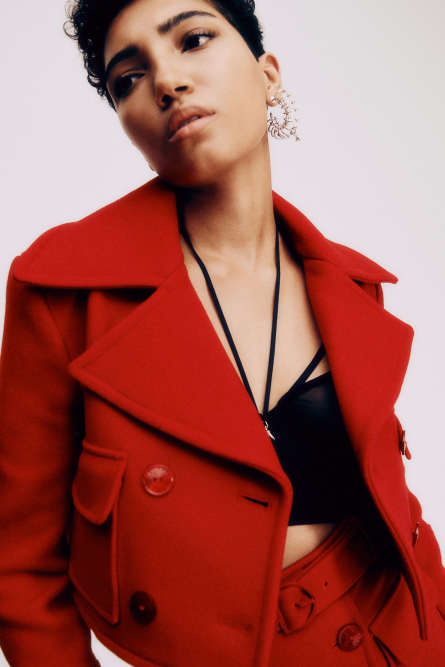 Double breasted cropped coat, Red, Patrizia Pepe