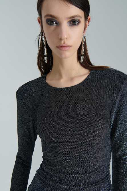 Lurex mini dress, Black, Patrizia Pepe