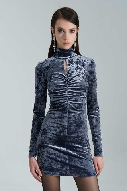 Essential Samtkleid, Blau, Patrizia Pepe