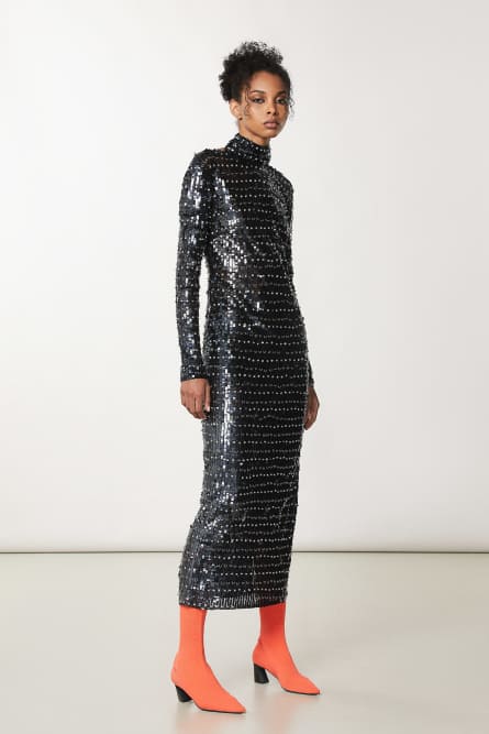 Paillettenbesetztes Kleid mit offenem R&uuml;cken, Schwarz, Patrizia Pepe