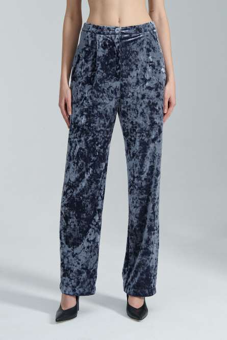 Pantaloni fluidi in velluto, Blu, Patrizia Pepe