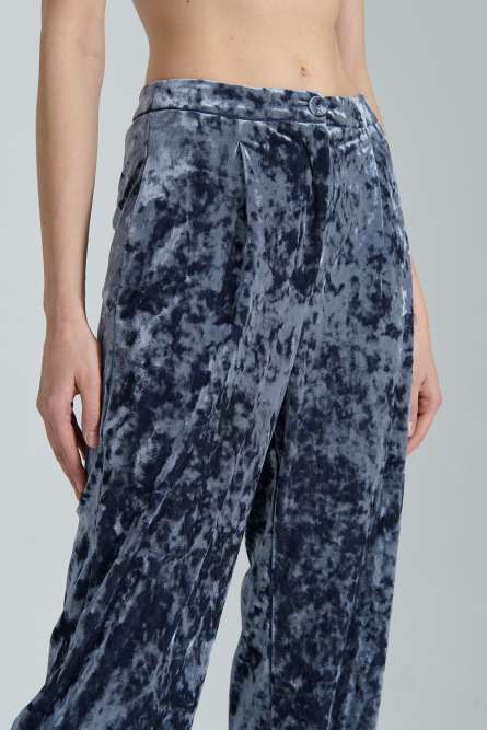 Pantaloni fluidi in velluto, Blu, Patrizia Pepe