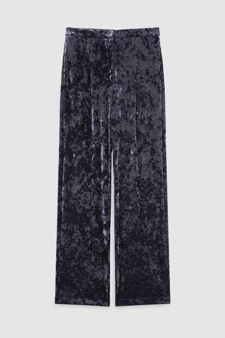 Pantaloni fluidi in velluto, Blu, Patrizia Pepe