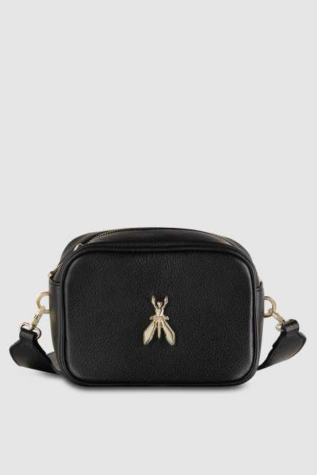 Skórzana torba Fly na ramię typu Camera bag, Czarny, Patrizia Pepe