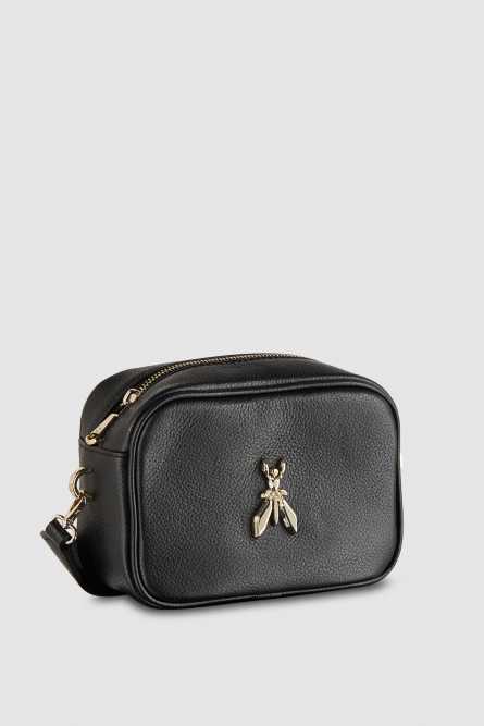 Skórzana torba Fly na ramię typu Camera bag, Czarny, Patrizia Pepe