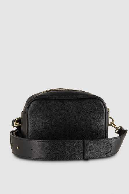 Skórzana torba Fly na ramię typu Camera bag, Czarny, Patrizia Pepe