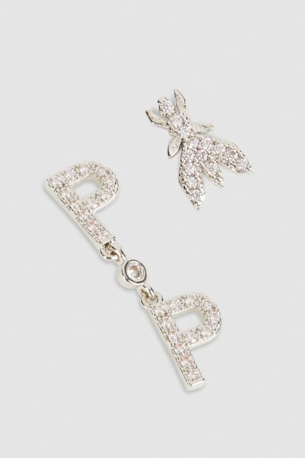 Brass and glass earrings, Silver, Patrizia Pepe