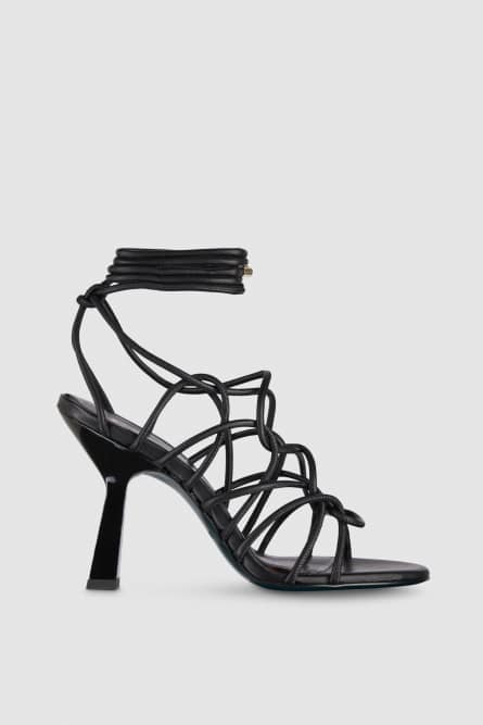Heeled ankle sandals, Black, Patrizia Pepe